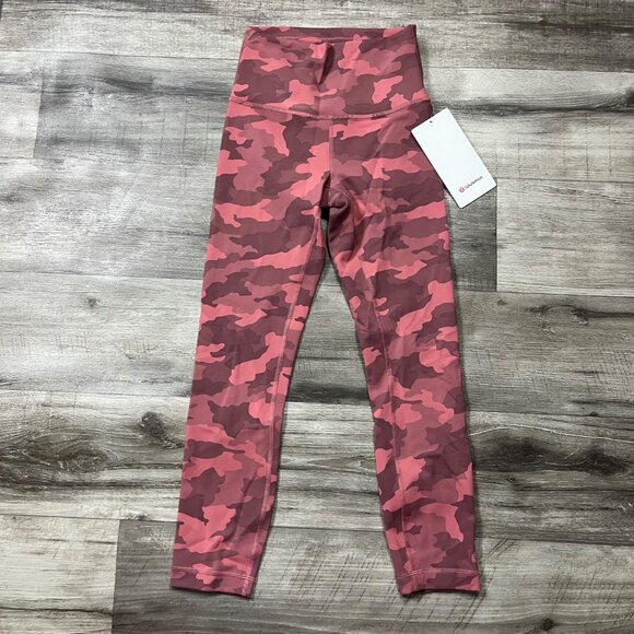 Lululemon Athletic Wunder Train HR Crop Yoga Pants 23” Camo Rose NWT Size 4 - Picture 1 of 9